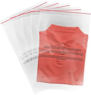 100 (12"x18") Clear Peel and Seal 1.5 Mil Poly Bags with Suffocation Warning Print
