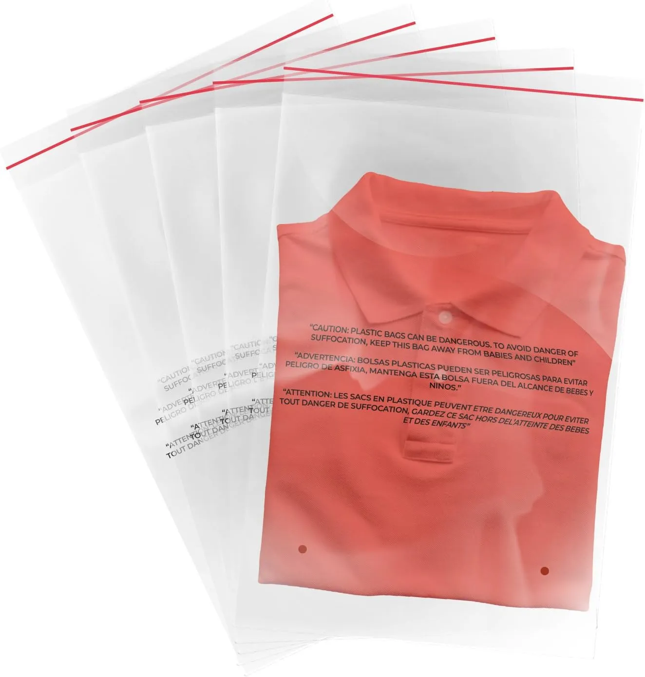 100 (12"x18") Clear Peel and Seal 1.5 Mil Poly Bags with Suffocation Warning Print