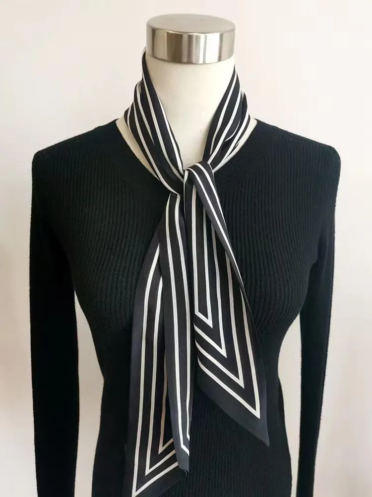 100% Mulberry Silk Scarf for Handbags,Bags, and Purses,1 Pcs 2"x35" Hair Ribbon Skinny Neck Scarves for Women