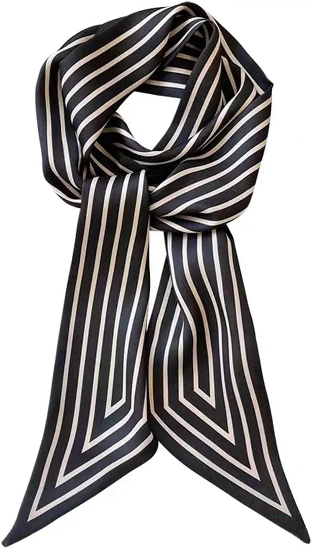 100% Mulberry Silk Scarf for Handbags,Bags, and Purses,1 Pcs 2"x35" Hair Ribbon Skinny Neck Scarves for Women