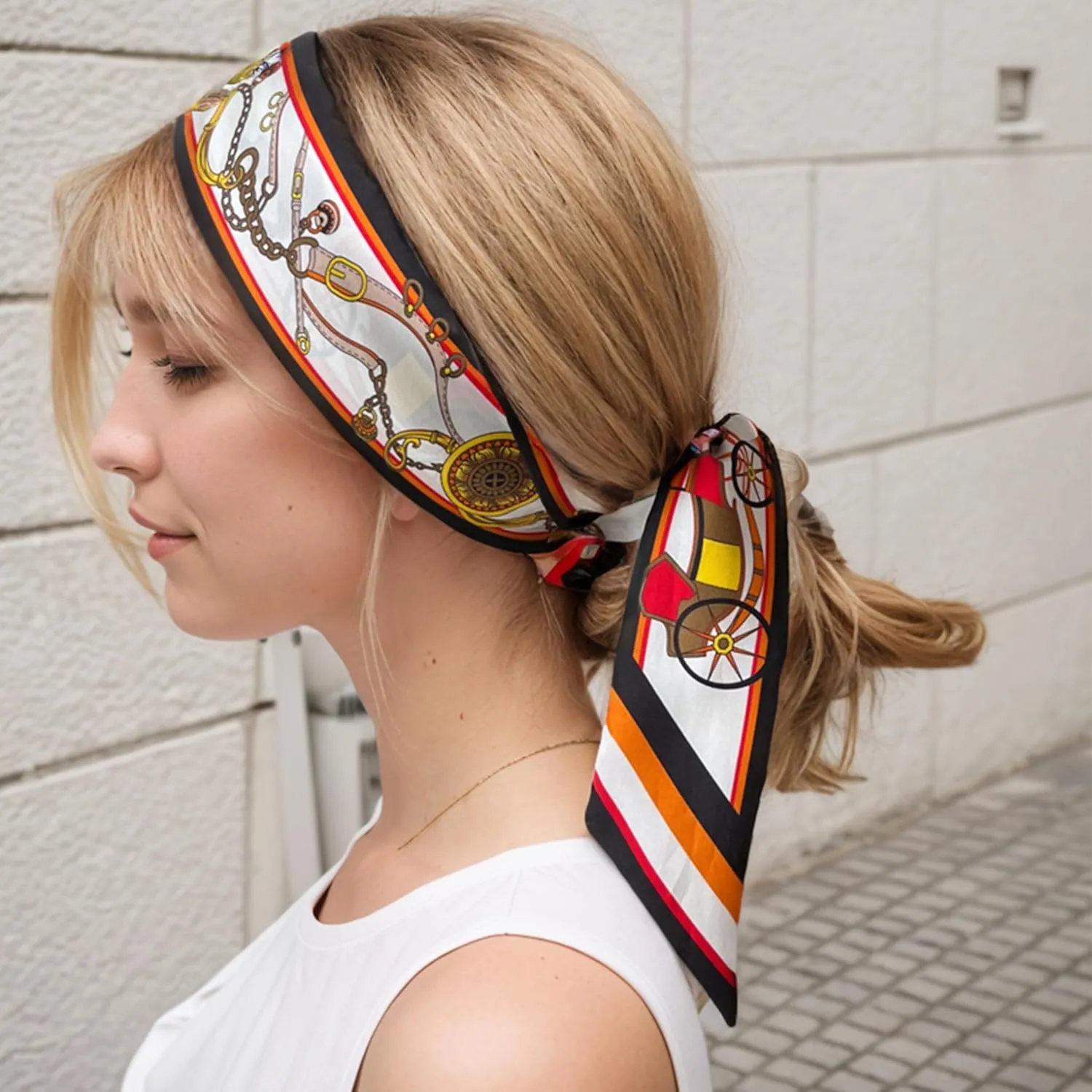 100% Mulberry Silk Scarf for Women Neck, Handbags,Bags, Purse, Hair Head Ribbon Skinny Scarf Silk Headband Scarf