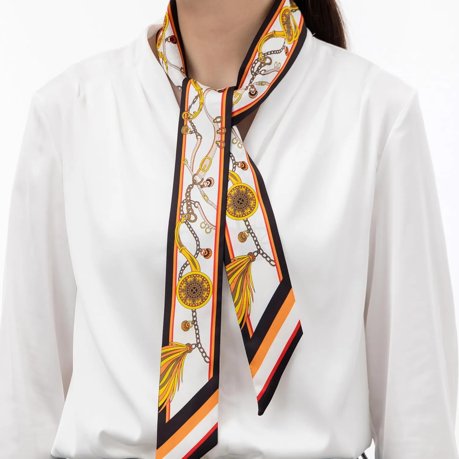 100% Mulberry Silk Scarf for Women Neck, Handbags,Bags, Purse, Hair Head Ribbon Skinny Scarf Silk Headband Scarf