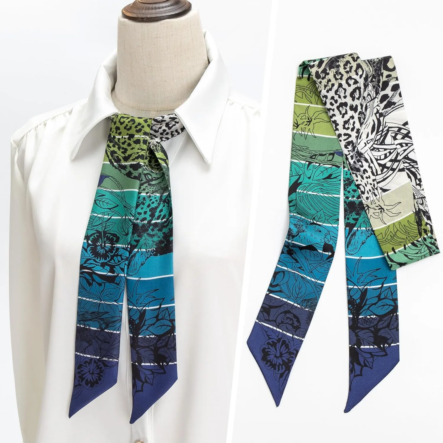 100% Mulberry Silk Scarf for Women Neck, Handbags,Bags, Purse, Hair Head Ribbon Skinny Scarf Silk Headband Scarf