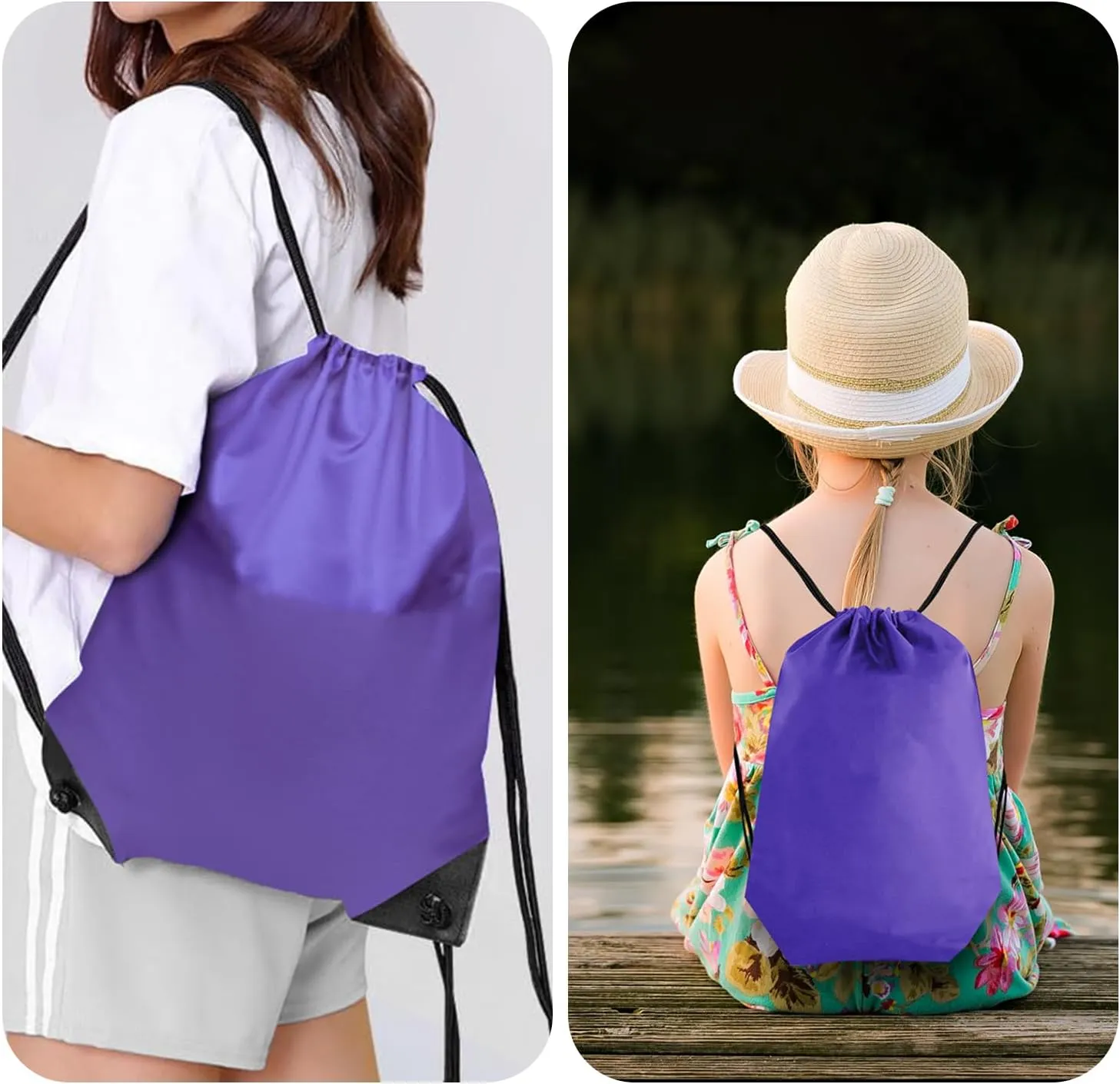 100 Pcs Drawstring Bags Bulk,Gym drawstring Backpack Bulk,Draw String Bags,Cinch Bag,for Men Women and kids(10 Colors)