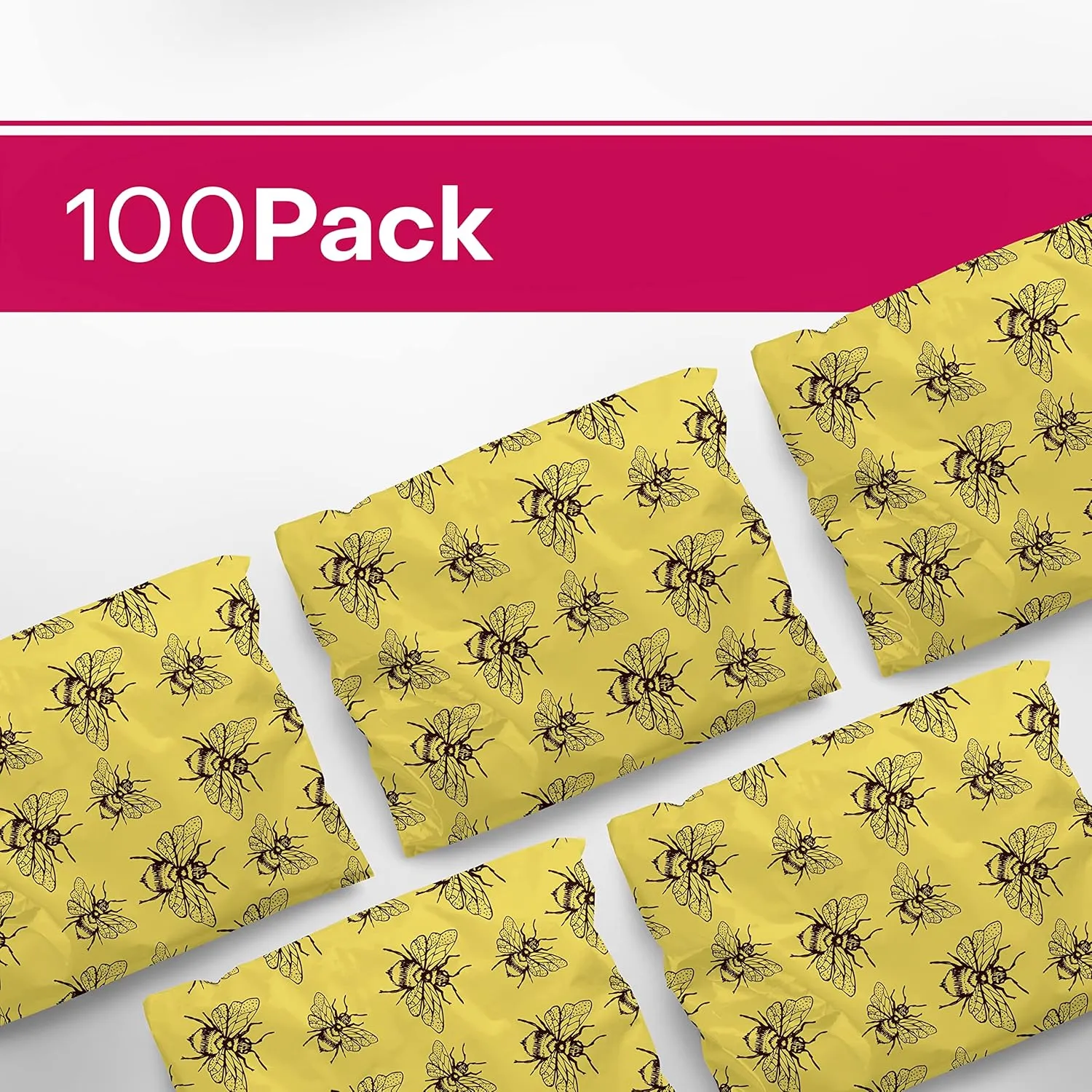 10x13 Poly Mailers – Honey Bee – Waterproof, Tear-Resistant Shipping Bags with Adhesive Seal – 100 Pack – Package Mint