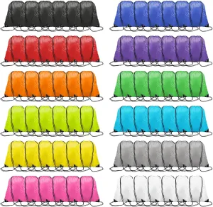 120 Pack Drawstring Bags Bulk, 12 Color Gym Drawstring Backpack Bulk for Women Men Portable String Sackpack Bag Large Capacity DIY Draw String Backpack for Gym Sports Storage Travel