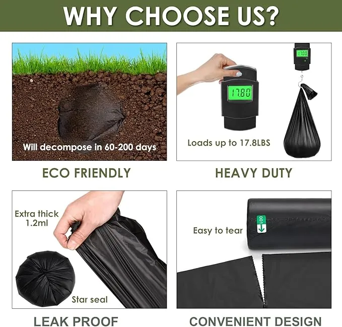 120 Portable Toilet Bags with 10 Large Pack Poo Gel, 8 Gallon Biodegradable Durable Leak-proof Toilet Trash Bags for Bucket Toilet, Compostable Waste Bags for Outdoor, Travel, RV, Car