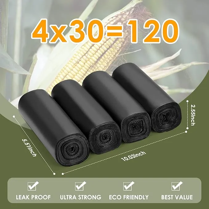 120 Portable Toilet Bags with 10 Large Pack Poo Gel, 8 Gallon Biodegradable Durable Leak-proof Toilet Trash Bags for Bucket Toilet, Compostable Waste Bags for Outdoor, Travel, RV, Car