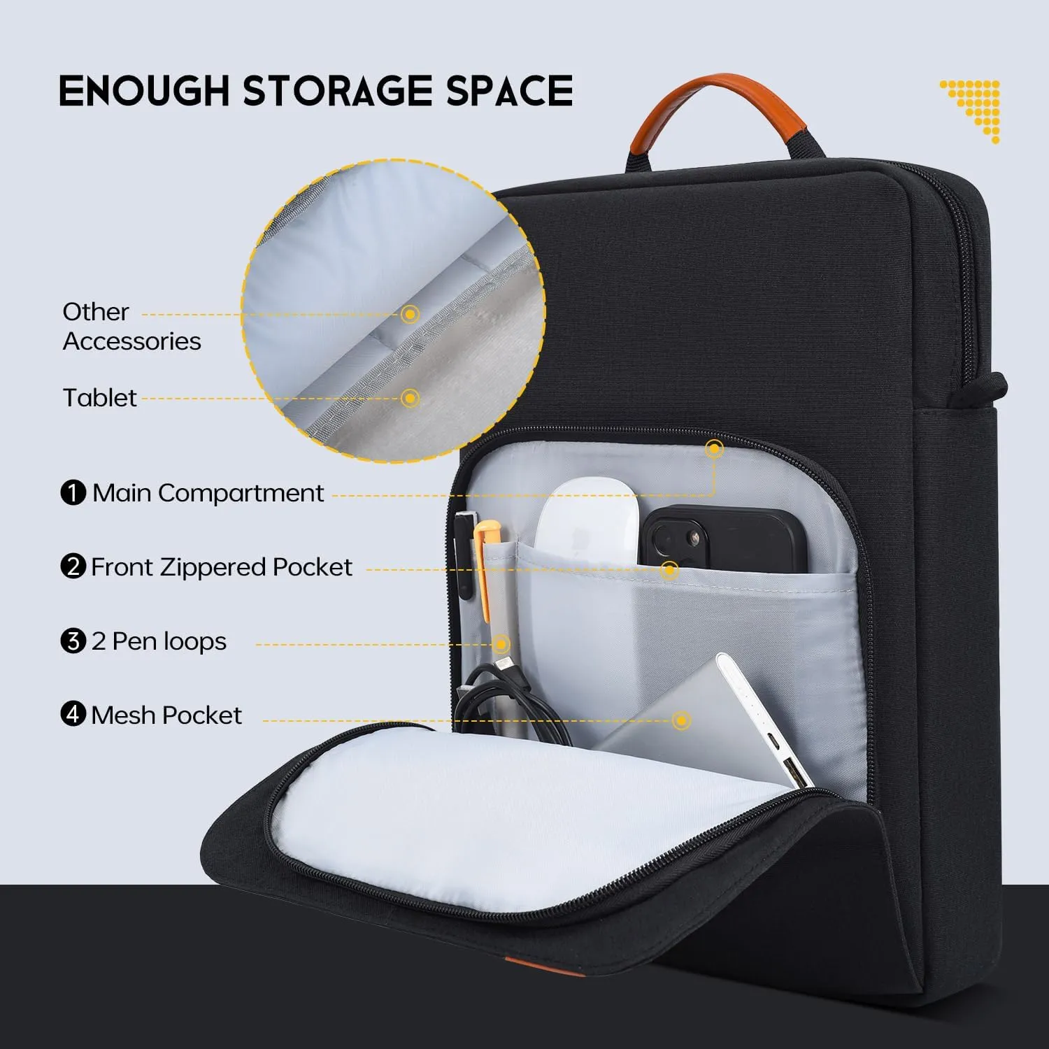 12.9 13 inch iPad Pro Sleeve Case Shoulder Bag for 13-inch iPad Pro M4 & iPad Air M2 M3(2025) Magic Keyboard, iPad Pro 12.9-in, Water-Resistant Tablet Carrying Handle Bag -Black