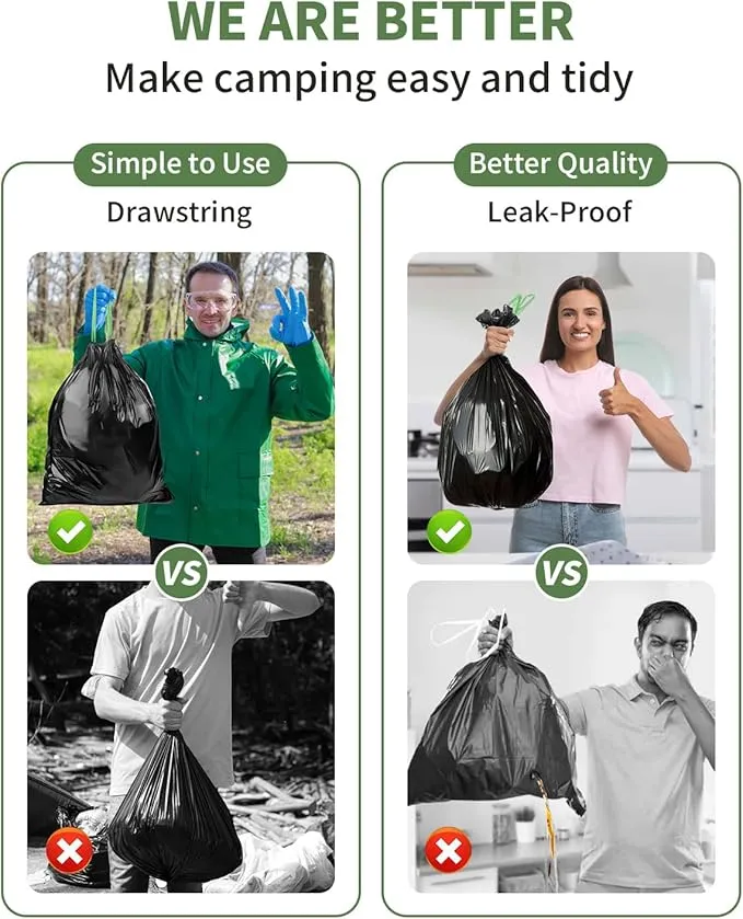 15 Portable Camping Toilet Bags Drawstring, 8 Gal Compost Portable Toilet Bags for Camping Potty Adults, Outdoor Waste Toilet Bag for 5 Gallon Bucket Toilet Camping Bathroom Travel Backpacking