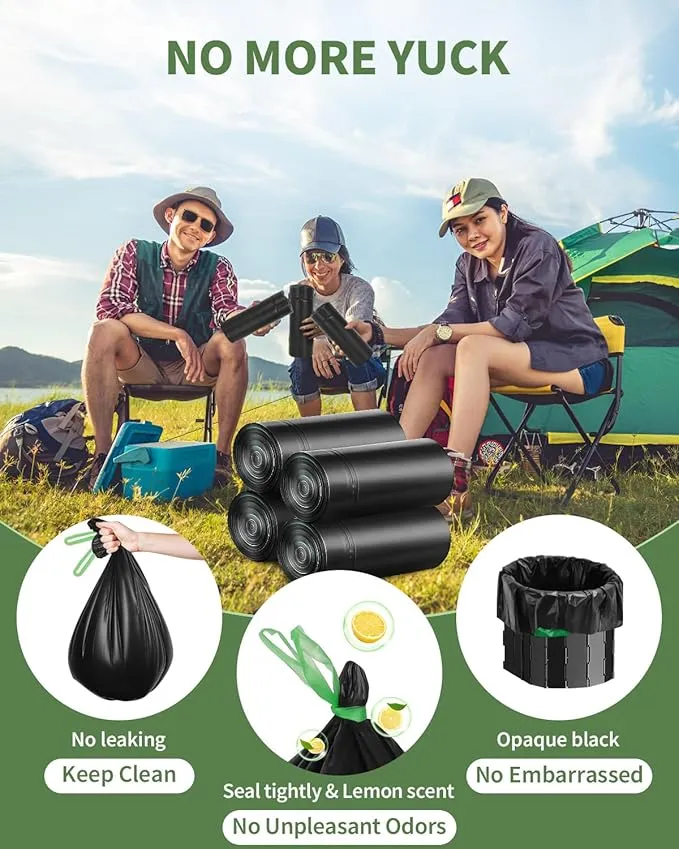 15 Portable Camping Toilet Bags Drawstring, 8 Gal Compost Portable Toilet Bags for Camping Potty Adults, Outdoor Waste Toilet Bag for 5 Gallon Bucket Toilet Camping Bathroom Travel Backpacking