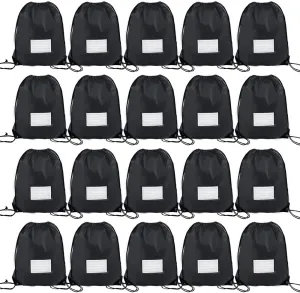 20 Pcs Drawstring Bags,Bulk Draw String Backpack, Cinch Bag Sackpack for Travel Gym Sport, Black