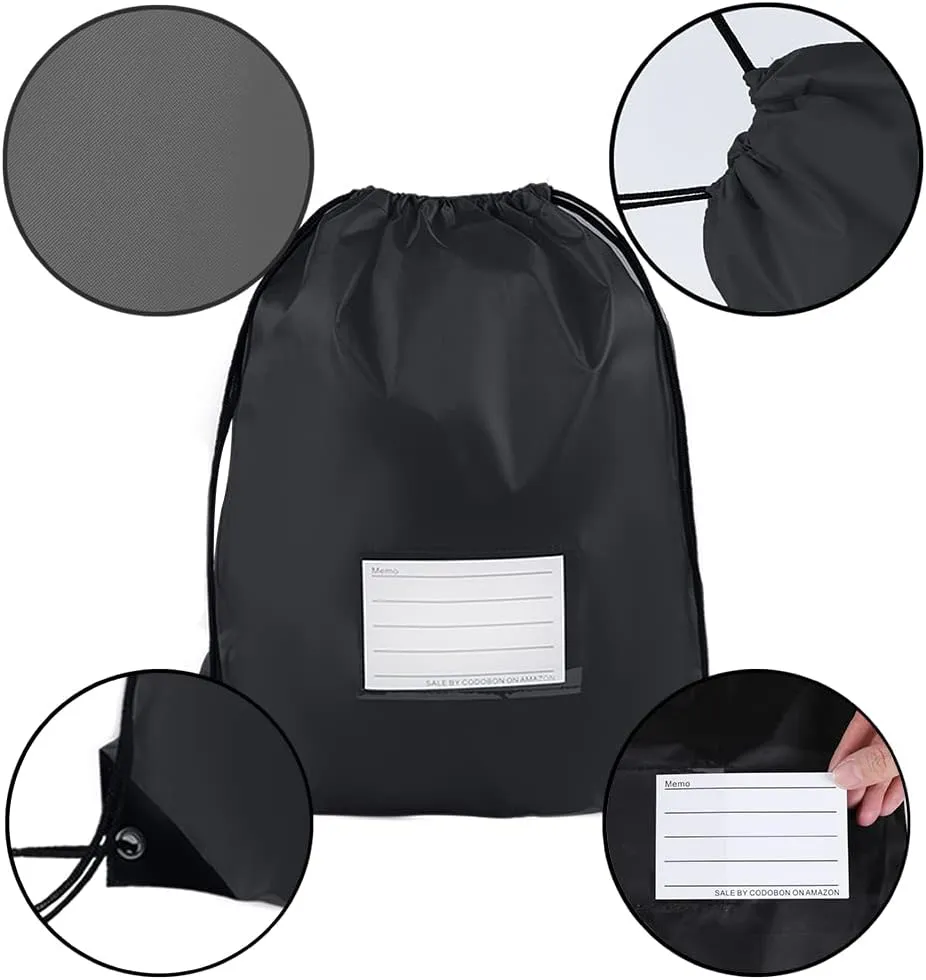 20 Pcs Drawstring Bags,Bulk Draw String Backpack, Cinch Bag Sackpack for Travel Gym Sport, Black