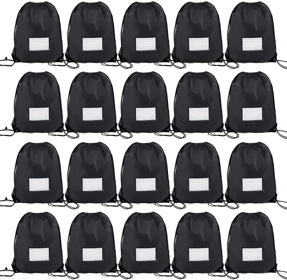 20 Pcs Drawstring Bags,Bulk Draw String Backpack, Cinch Bag Sackpack for Travel Gym Sport, Black