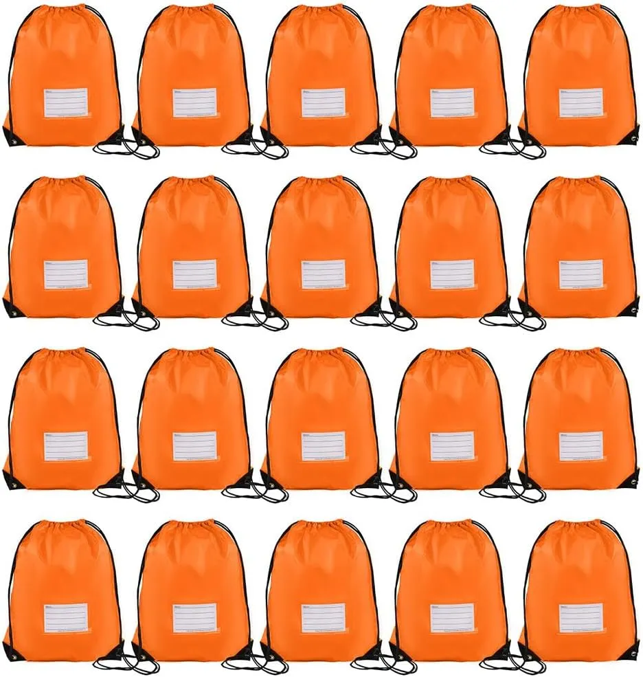 20 Pcs Drawstring Bags,Bulk Draw String Backpack, Cinch Bag Sackpack for Travel Gym Sport, Orange