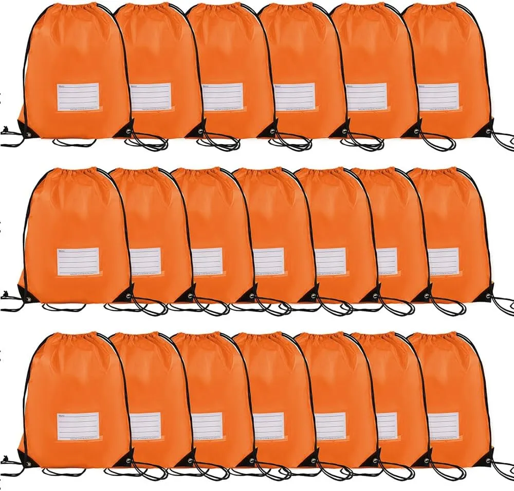 20 Pcs Drawstring Bags,Bulk Draw String Backpack, DIY Gym Sports Cinch Bag Sackpack for Women Men, Orange