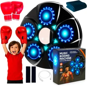 2025 Music Boxing Machine for Adults, 9 Modes & 9 Speeds Sounding Punch Boxing Machine Home Gym Training Equipment, Sound Punching Machine Durable Design, Real Experience Includes Gloves & Towel