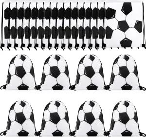 24 Pcs Drawstring Backpack,Soccer Drawstring Bags,Small Sport Drawstring Bags Gift Bags,Soccer Goodie Bags,Soccer Party Favors Cinch Bags