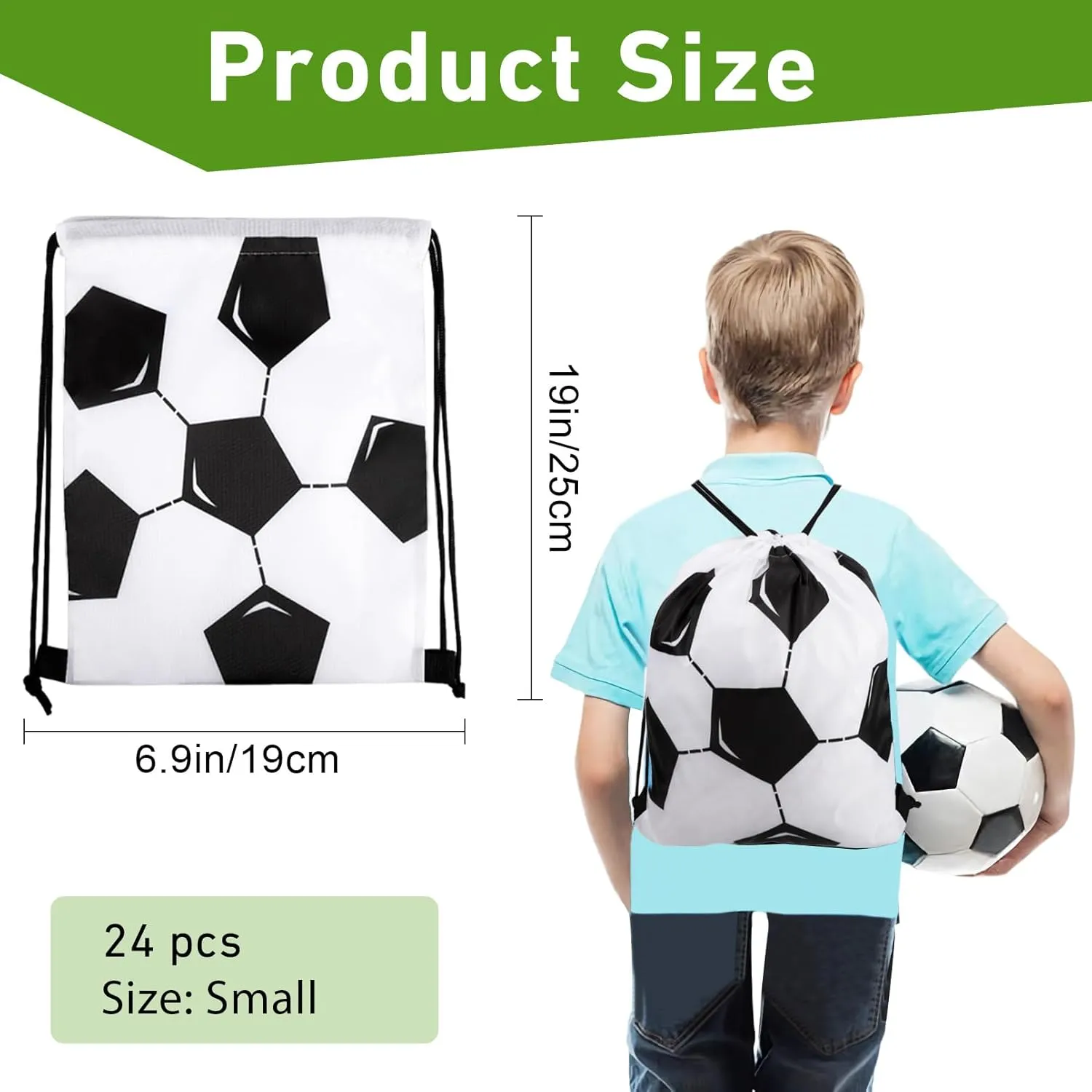 24 Pcs Drawstring Backpack,Soccer Drawstring Bags,Small Sport Drawstring Bags Gift Bags,Soccer Goodie Bags,Soccer Party Favors Cinch Bags