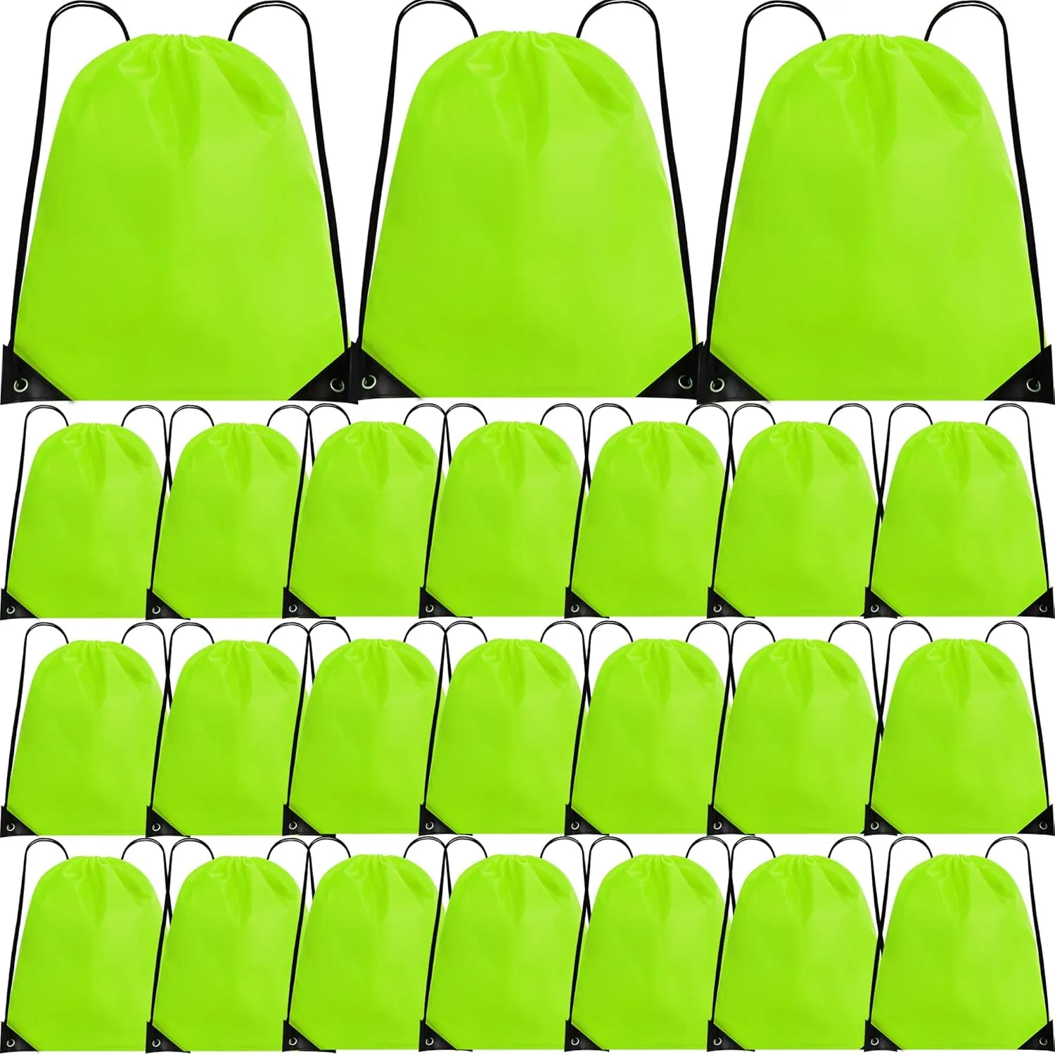24 Pcsk Drawstring Bags Drawstring Backpack Sports Draw String Bags Cinch Bag Bulk Gym Bags for Party,Hiking,Yoga,Birthday(Bright Green)