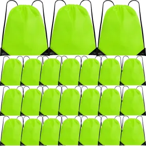 24 Pcsk Drawstring Bags Drawstring Backpack Sports Draw String Bags Cinch Bag Bulk Gym Bags for Party,Hiking,Yoga,Birthday(Bright Green)