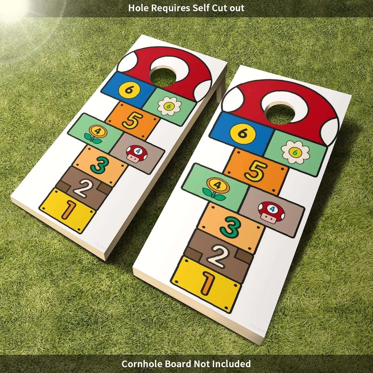 24inx48in Cornhole Board Decals for Outdoor Games Themed Vinyl Skins Weather-Resistant Cornhole Wrap Set for Family Backyard Fun Parties Decorative Game Stickers Set of 2 Fun Jump Path