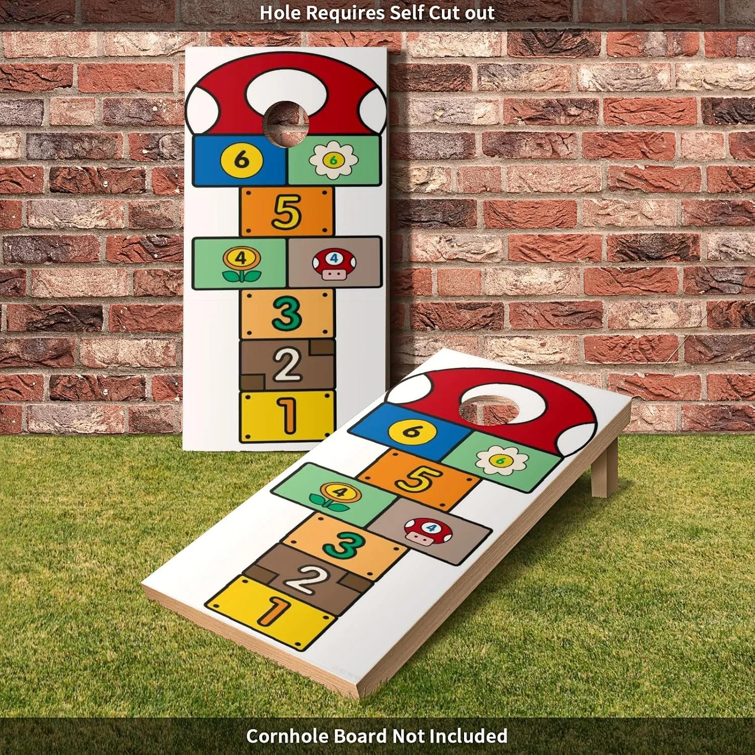 24inx48in Cornhole Board Decals for Outdoor Games Themed Vinyl Skins Weather-Resistant Cornhole Wrap Set for Family Backyard Fun Parties Decorative Game Stickers Set of 2 Fun Jump Path