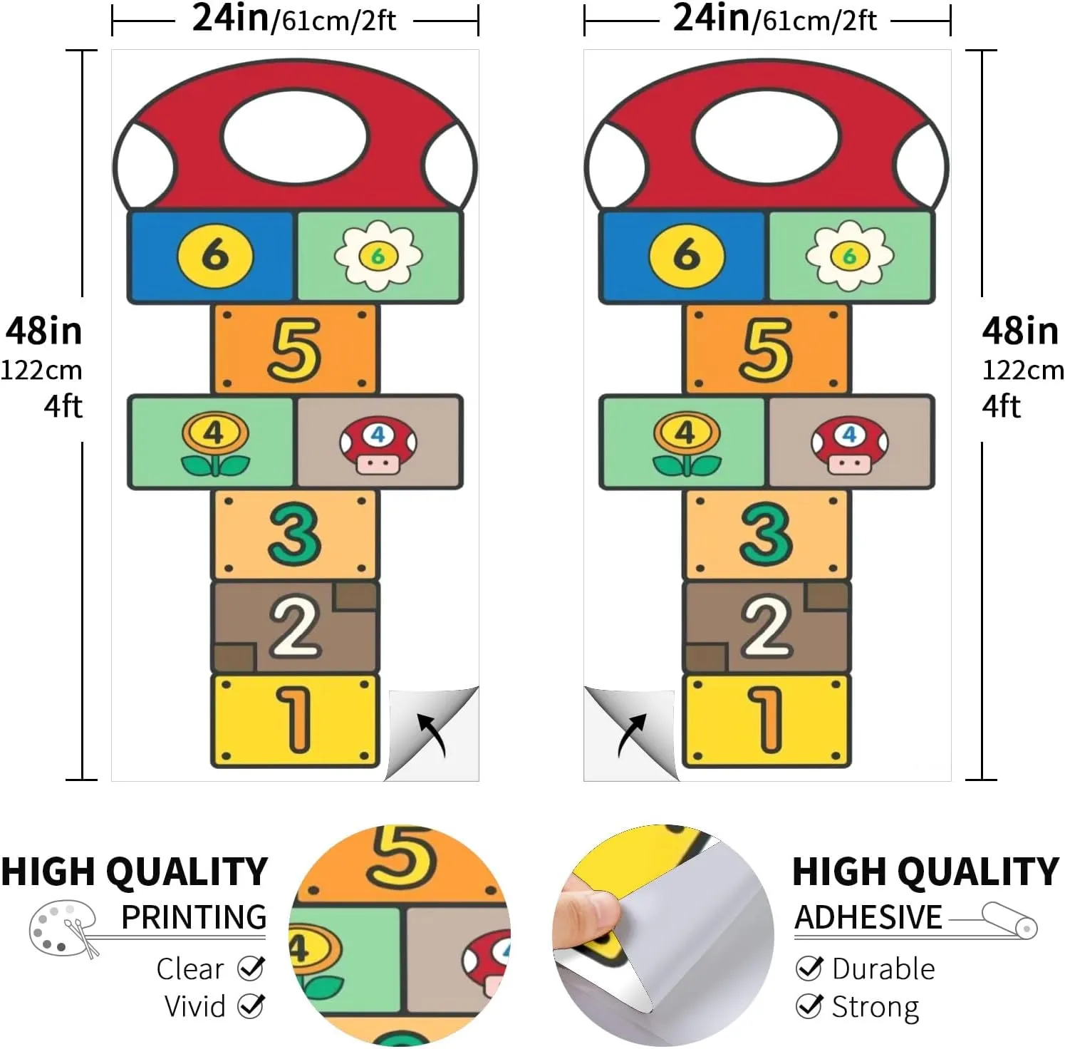 24inx48in Cornhole Board Decals for Outdoor Games Themed Vinyl Skins Weather-Resistant Cornhole Wrap Set for Family Backyard Fun Parties Decorative Game Stickers Set of 2 Fun Jump Path