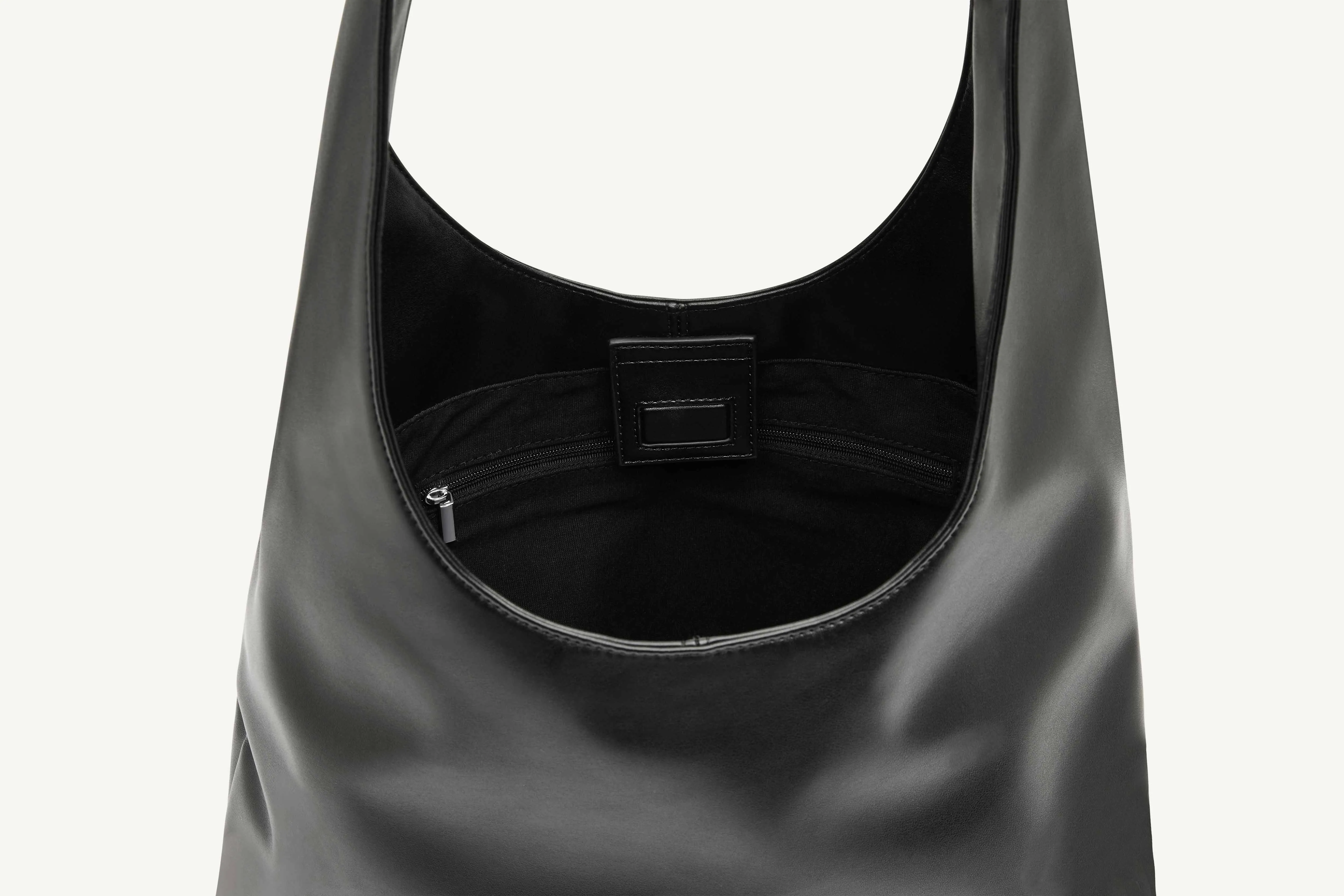 27.64 Louie Black Alt-Leather Hobo Tote