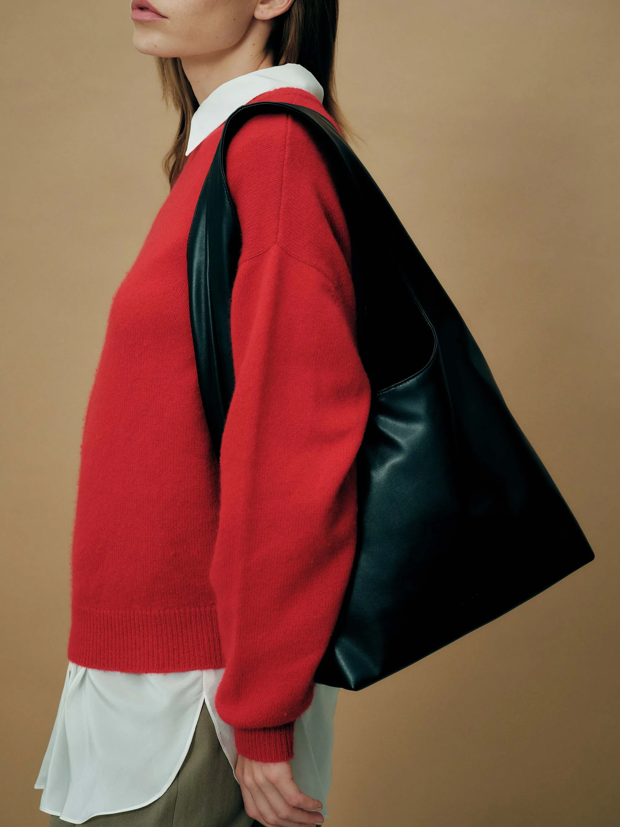 27.64 Louie Black Alt-Leather Hobo Tote