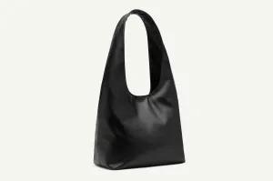 27.64 Louie Black Alt-Leather Hobo Tote