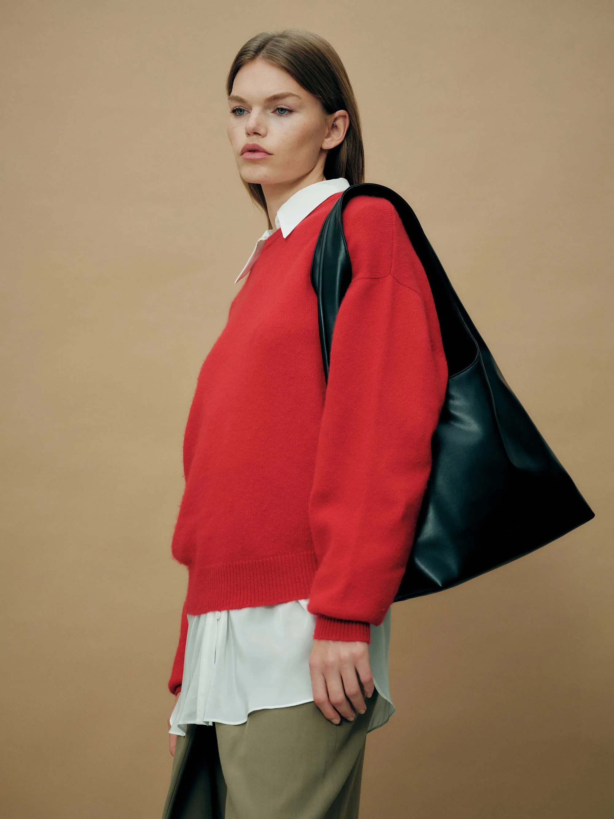 27.64 Louie Black Alt-Leather Hobo Tote