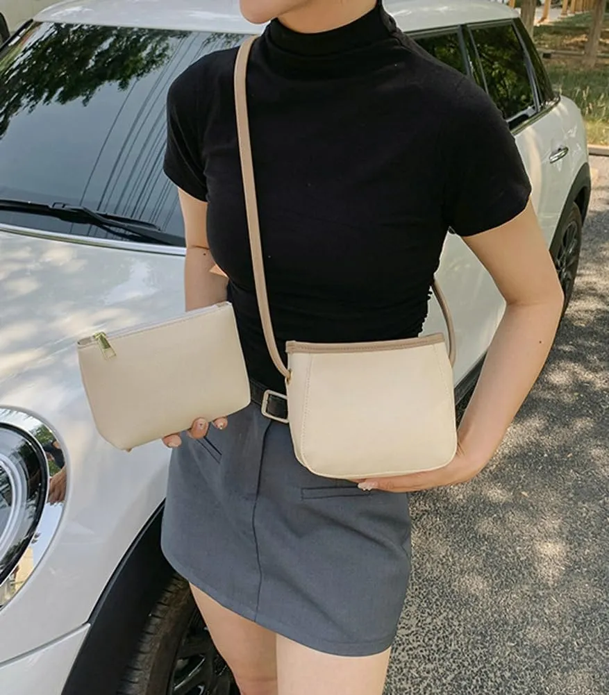 2PCS Bucket Bags Women 2025 Trendy Leather Shoulder Crossbody Bag Satchel Tote Handbags Casual Phone Purse