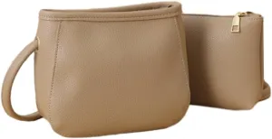 2PCS Bucket Bags Women 2025 Trendy Leather Shoulder Crossbody Bag Satchel Tote Handbags Casual Phone Purse