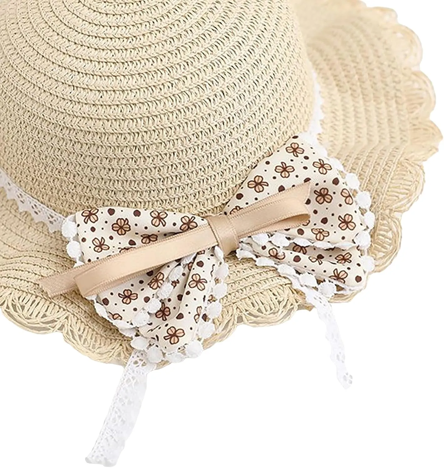 2pcs Girls Sun Hat with Shoulder Bag Set Large Brim Beach Straw Hat Purse UPF50  Cute Lace Travel Party Summer Cap