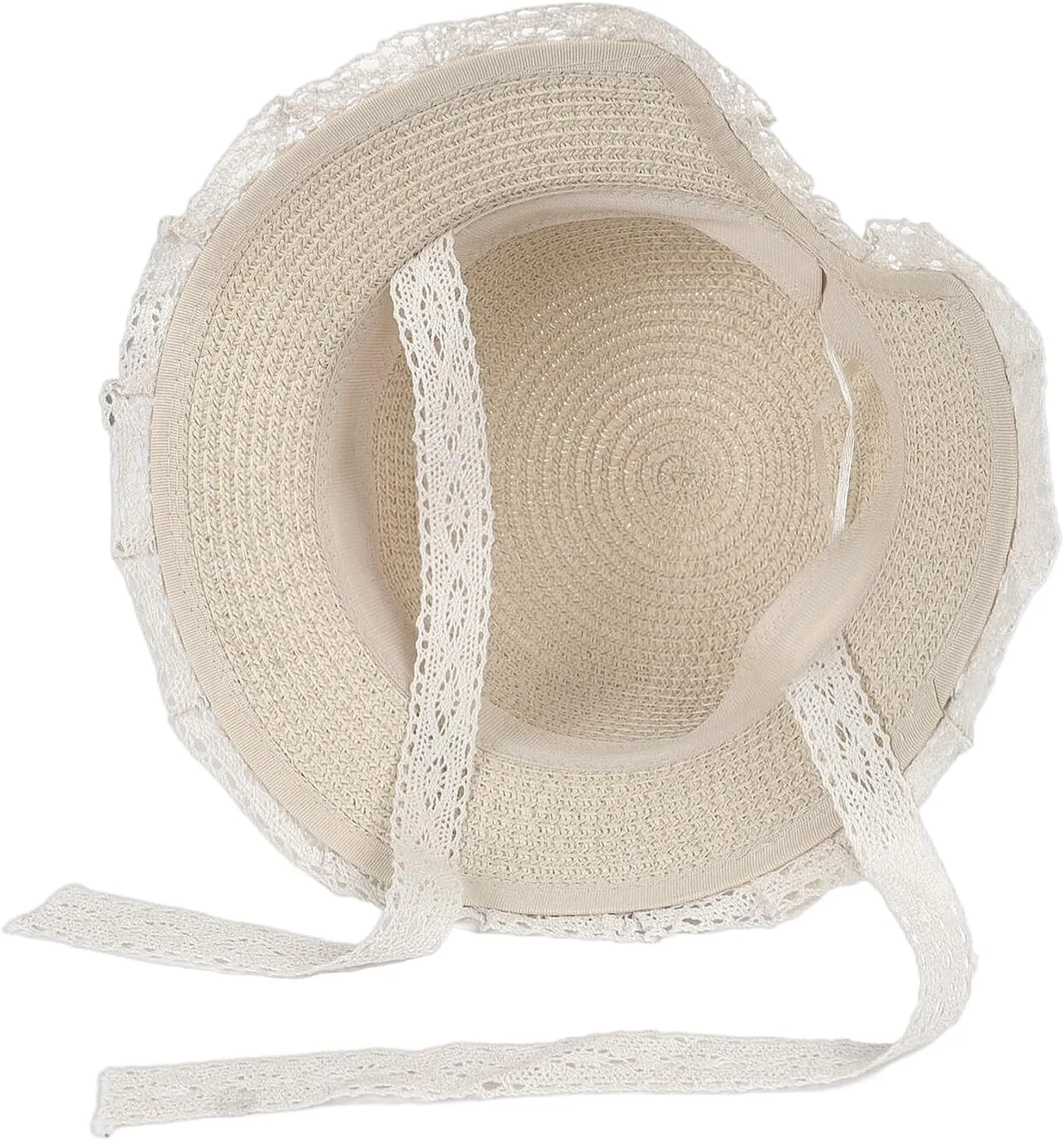 2pcs Girls Sun Hat with Shoulder Bag Set Large Brim Beach Straw Hat Purse UPF50  Cute Lace Travel Party Summer Cap