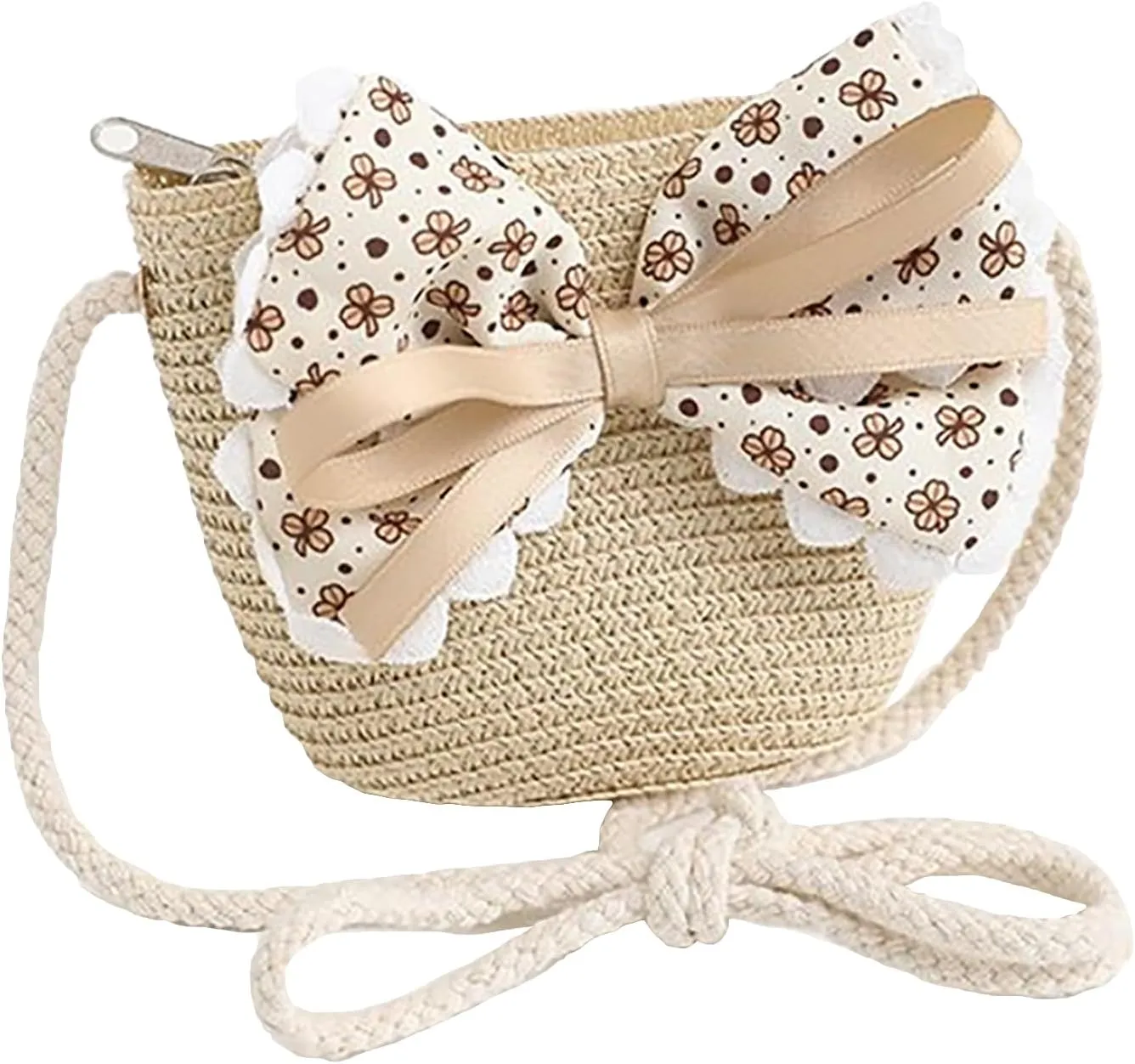 2pcs Girls Sun Hat with Shoulder Bag Set Large Brim Beach Straw Hat Purse UPF50  Cute Lace Travel Party Summer Cap