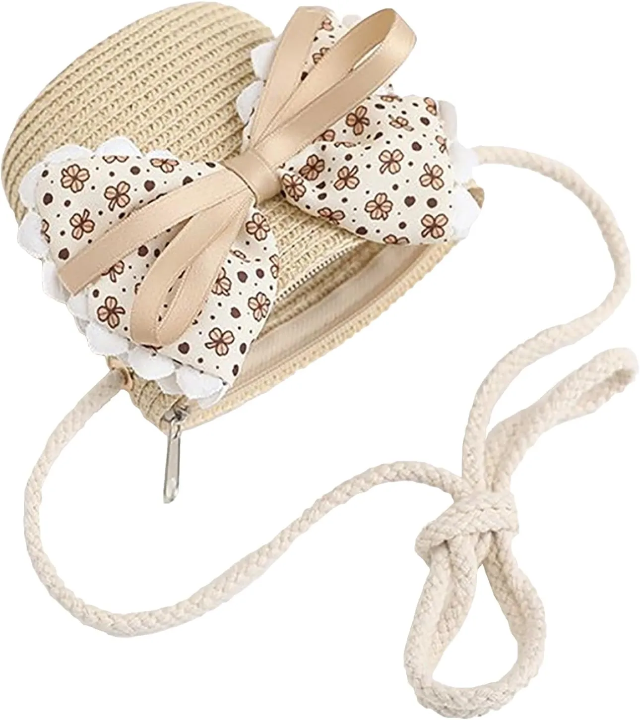 2pcs Girls Sun Hat with Shoulder Bag Set Large Brim Beach Straw Hat Purse UPF50  Cute Lace Travel Party Summer Cap