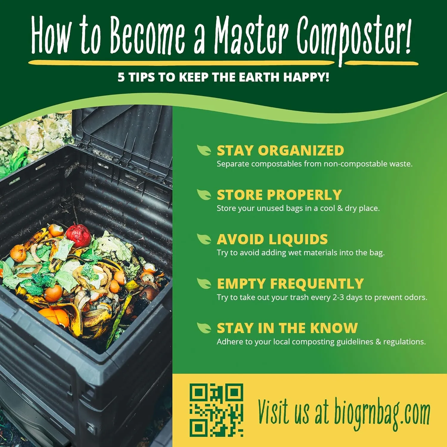 3 Gallon Compostable Trash Bags Drawstring, Heavy Duty Extra Thick 1 Mil, 11.36 Liter, 50 Bags, Small Kitchen Food Scrap Waste Bag, ASTM D6400, US BPI and OK Compost Home Certified