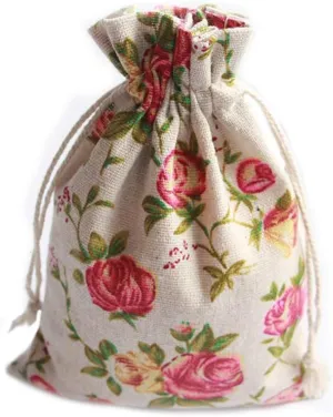 30PCS Natural Rose Jute Drawstring Favor Bag 3.9 x 5.5 inches/10x14cm Burlap Bag Linen Favor Bag For Wedding Party Favor Jute Gift Pouch