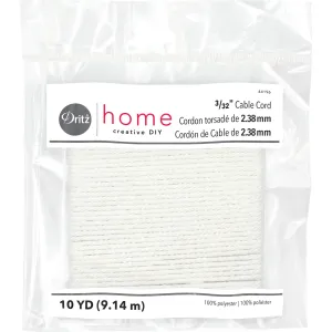 3/32" (2.38mm)  Piping/Cable Cord, White, 10 yd