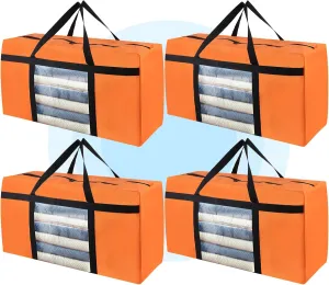 4 Pack Moving Bags Heavy Duty 50Lb Extra Large 90L, College Clear Packing Bags for Moving Clothes, Moving Supplies&Boxes with Zippers and Handles, Storage Bags Moving Totes Camping Essentials