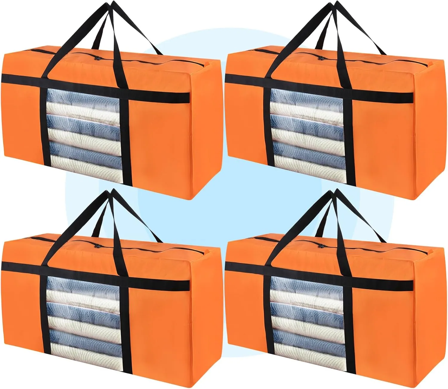4 Pack Moving Bags Heavy Duty 50Lb Extra Large 90L, College Clear Packing Bags for Moving Clothes, Moving Supplies&Boxes with Zippers and Handles, Storage Bags Moving Totes Camping Essentials