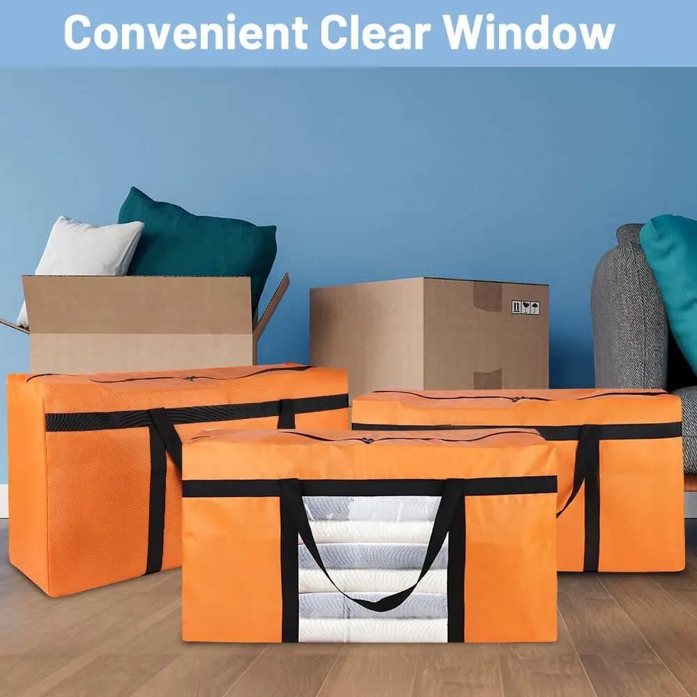 4 Pack Moving Bags Heavy Duty 50Lb Extra Large 90L, College Clear Packing Bags for Moving Clothes, Moving Supplies&Boxes with Zippers and Handles, Storage Bags Moving Totes Camping Essentials