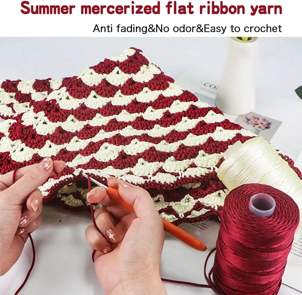 4 PCS 400g Summer Sun Hat DIY Kit, Ice Linen Silk Hand Knitting Light Body Yarn, Polyester Hollow Yarn for Cool Hat Shoes Bags Cushions Cell Phone Bags and Car Cushions(White)