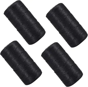 4 PCS 400g Summer Sun Hat Yarn for Crocheting, Ice Linen Silk Hand Knitting Light Body Yarn, Polyester Hollow Yarn for DIY Summer Cool Hat Shoes Bags Cushions Cell Phone Bags and Car Cushions(Black)