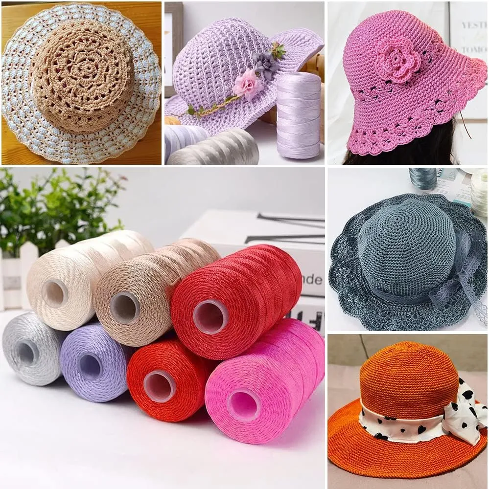 4 PCS 400g Summer Sun Hat Yarn for Crocheting, Ice Linen Silk Hand Knitting Light Body Yarn, Polyester Hollow Yarn for DIY Summer Cool Hat Shoes Bags Cushions Cell Phone Bags and Car Cushions(Black)