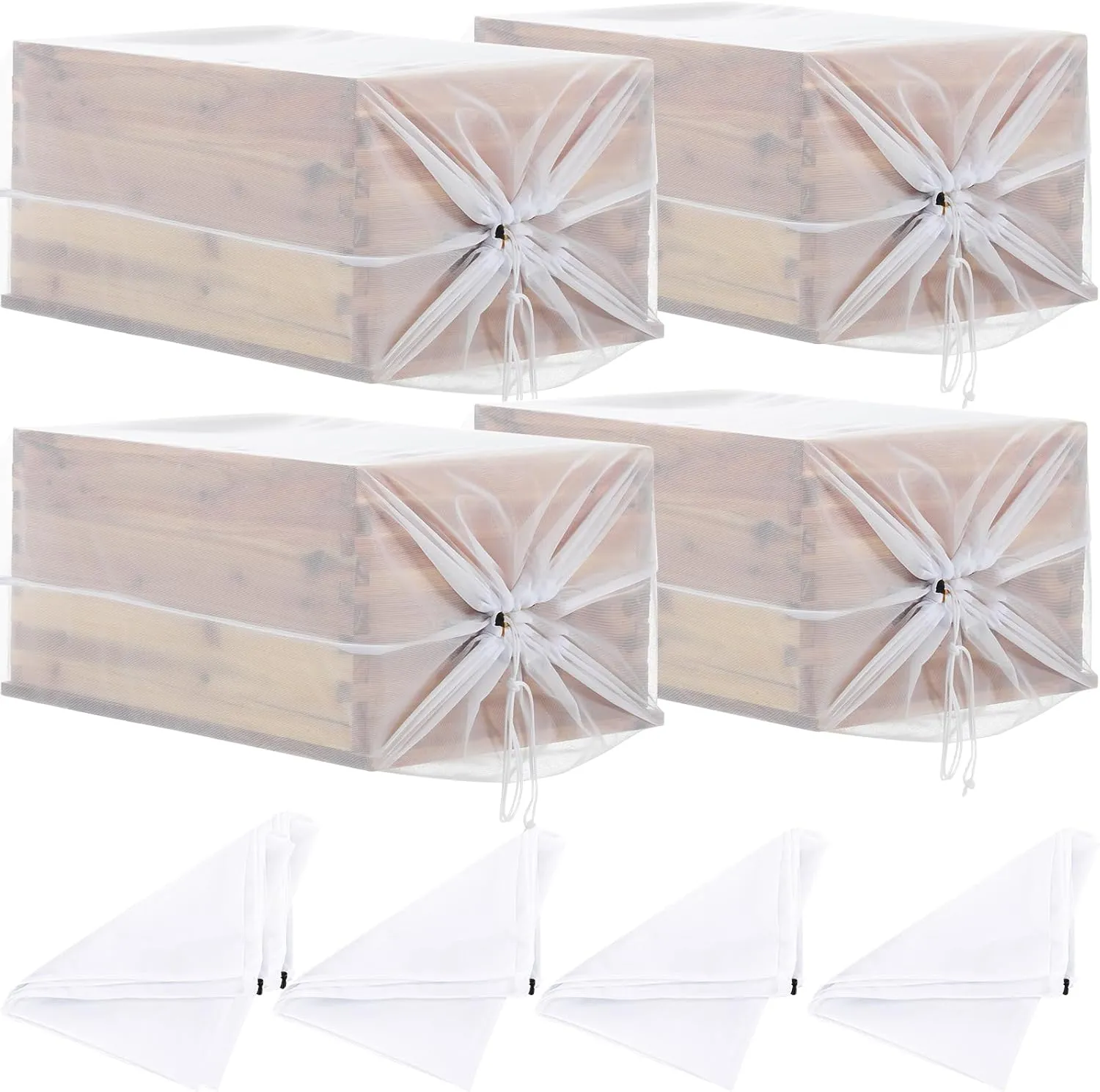 4 Pcs Beehive Transport Bags Bee Hive Mesh Transport Bag with Drawstring Durable Bee Hive Bags for Beekeepers Preventing Bee Stings Attacks for Transport Bee Box