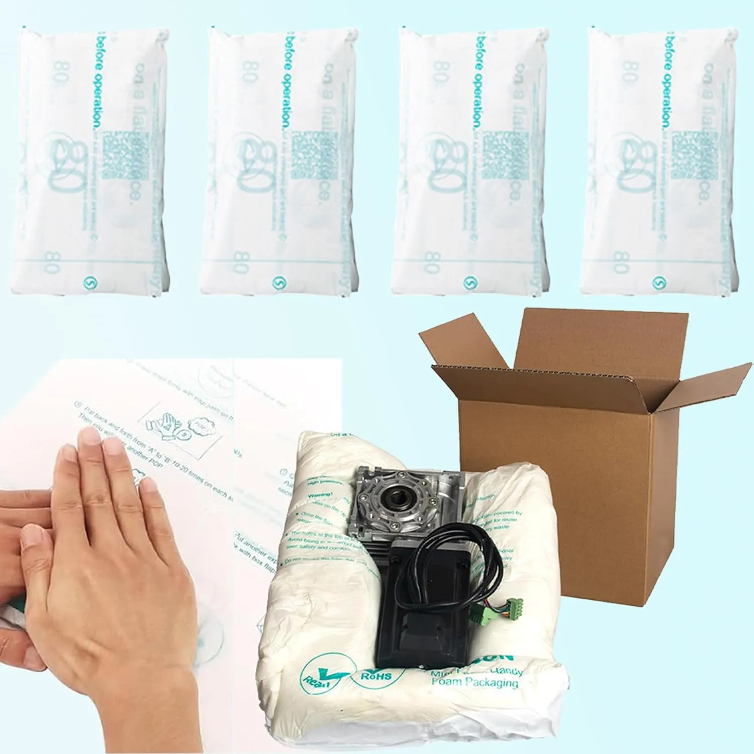 4PCS 18x23 Inch Expanding Foam Packaging Bags | Instapak Foam Packaging PC Alternative, Anti-Static Computer Packing Foam for GPU/IC Shipping Protection & Bulk E-Commerce Logistics