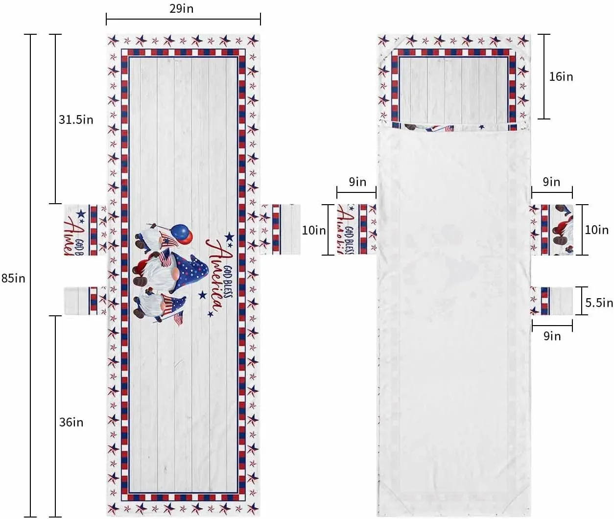 4th of July Chaise Lounger Cover with Pockets, Pool Lounge Chair Covers 85"x29", Patriotic Gnomes on Wood American Star Lace Microfiber Beach Chair Cover for Outdoor Patio Sunbathing